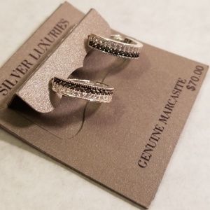 Silver Luxuries Silver Plate Marcasite Earrings